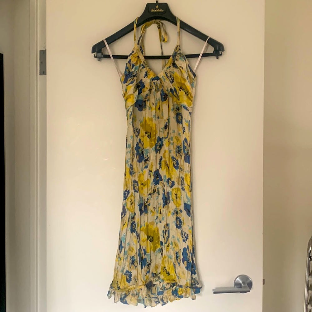 Betsey Johnson Yellow & Blue Floral Dress Size 4